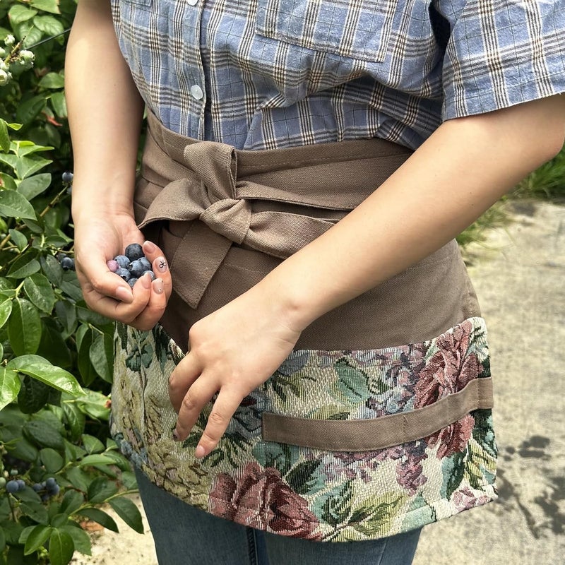 MILCIL Store Garden Apron for Woman, Serve Apron Cute, Flora Half Apron with 8 Pockets, Valentines Gift for Mom Wife Girlfriend - Image 4